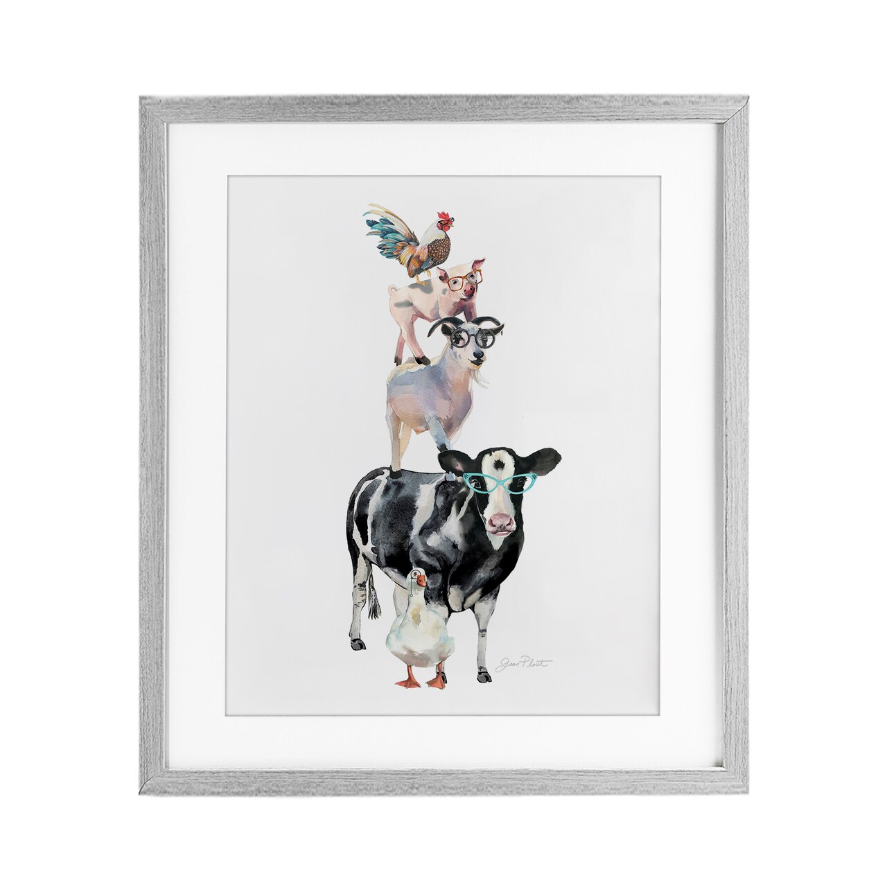 Stupell Industries Farm Animal Family Framed Print Under Glass, design by Jean Plout